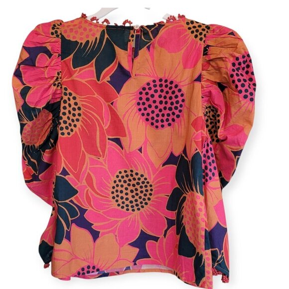 Anthropologie × FARM Rio Puff-Sleeve Blouse XXS ✨ Cottagecore Vibes - Picture 5 of 13